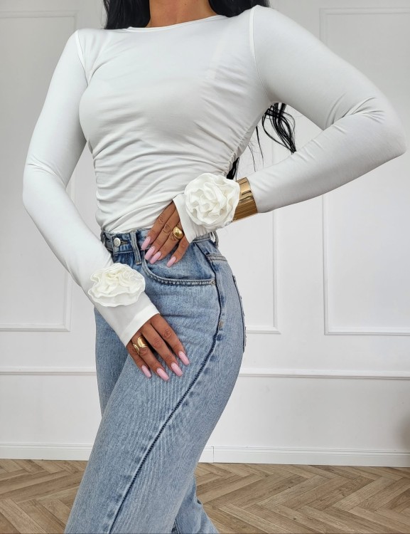 bluzka z różą damska Gold Lady ecru