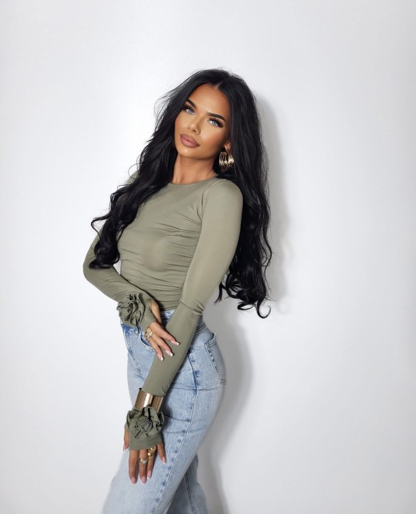 bluzka z różą Gold Lady z otworem na kciuk