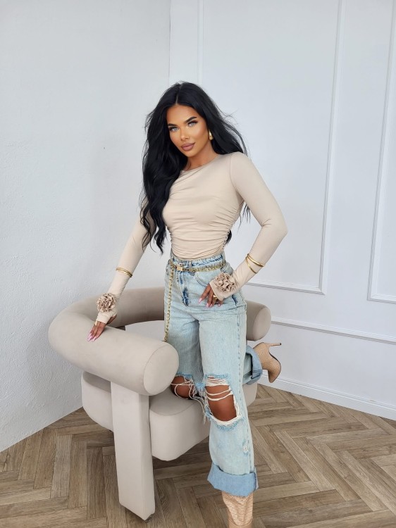 bluzka z różą Gold Lady z otworem na kciuk