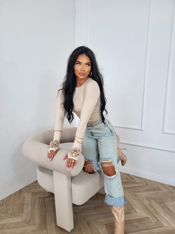 bluzka z różą stylizacja damska Gold Lady