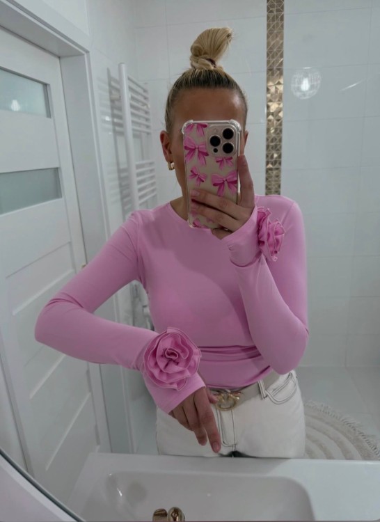 bluzka z różą Gold Lady z otworem na kciuk