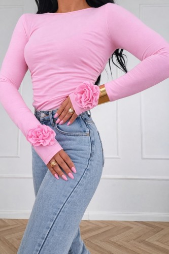 bluzka z różą stylizacja damska Gold Lady