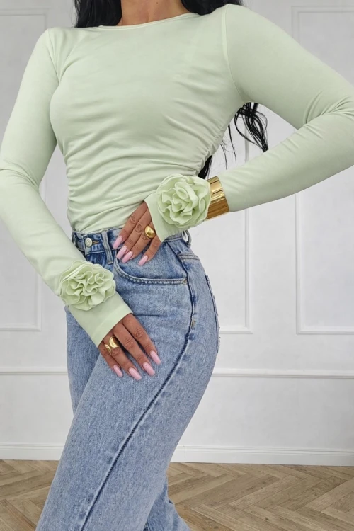 bluzka z różą Gold Lady z otworem na kciuk