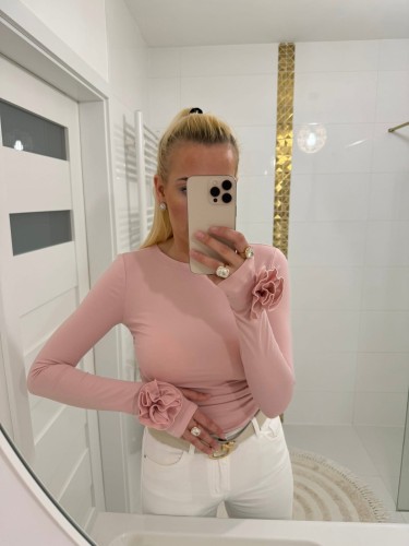 bluzka z różą na mankiecie, gold lady
